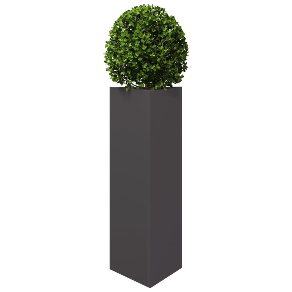 Fioriera da Giardino Nera Triangolare 30x26x75 cm in Acciaio