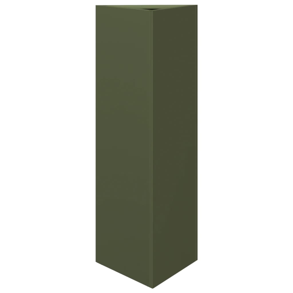 Fioriere 2 pz Verde Oliva Triangolari 30x26x75 cm in Acciaio - homemem39