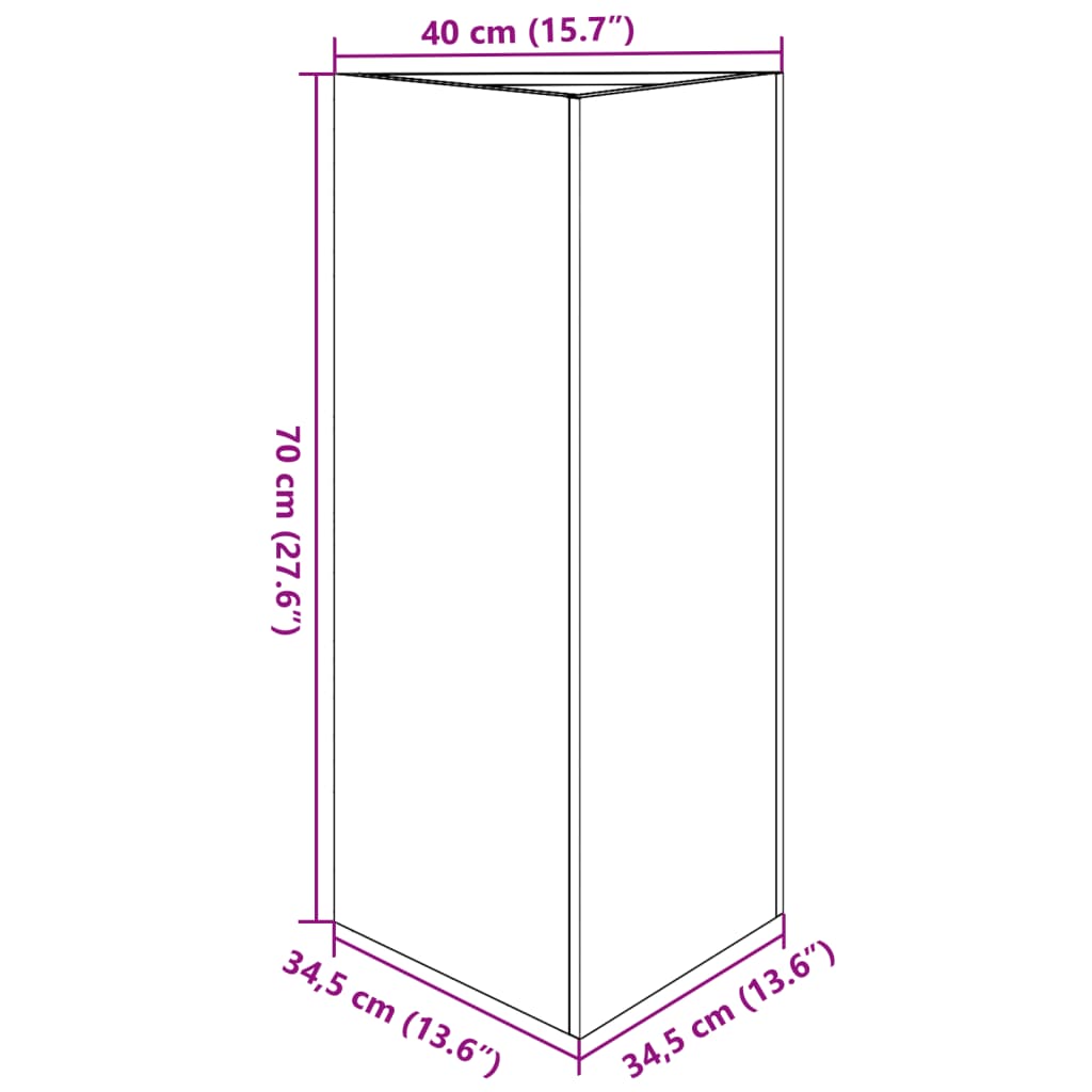 Fioriera da Giardino Nera Triangolare 40x34,5x75 cm in Acciaio | homemem39