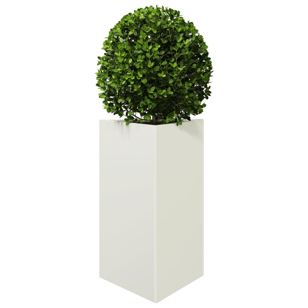 Fioriera da Giardino Bianca Triangolare 50x43x75 cm in Acciaio
