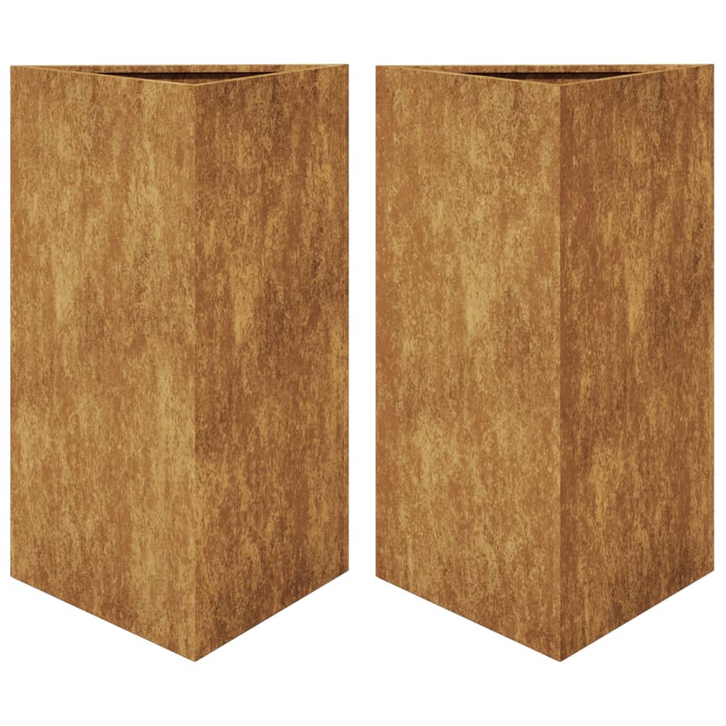 Fioriere da Giardino 2 pz Triangolari 50x43x75cm Acciaio Corten