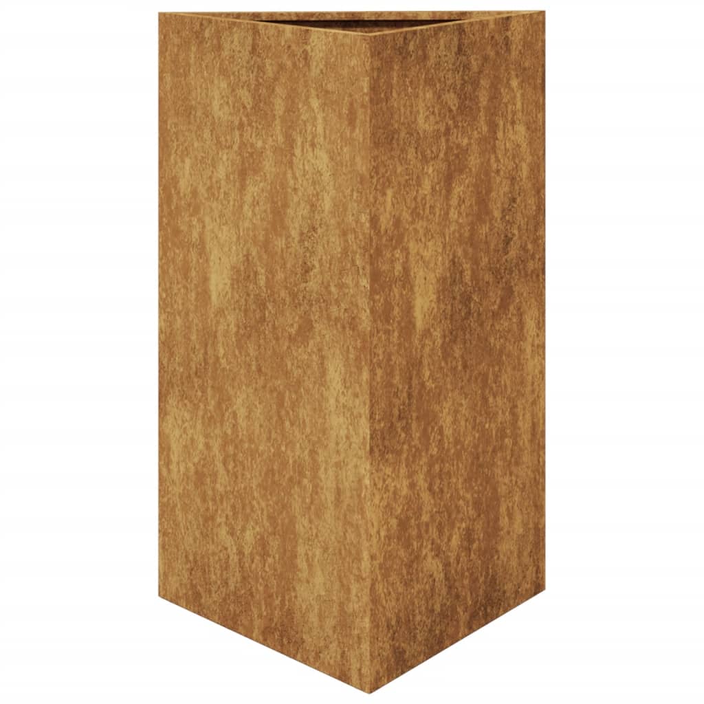 Fioriere da Giardino 2 pz Triangolari 50x43x75cm Acciaio Corten