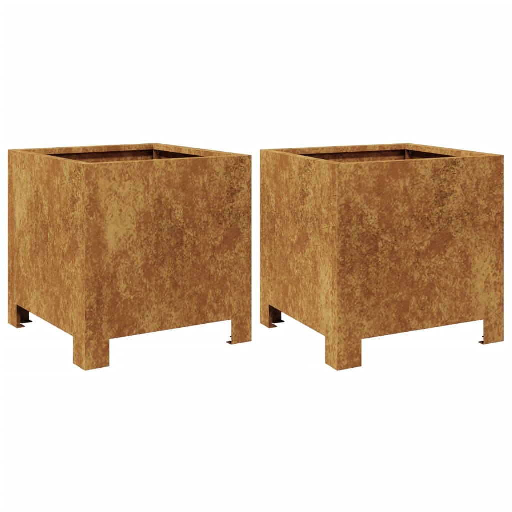 Fioriere da Giardino 2 pz 30x30x30 cm in Acciaio Corten