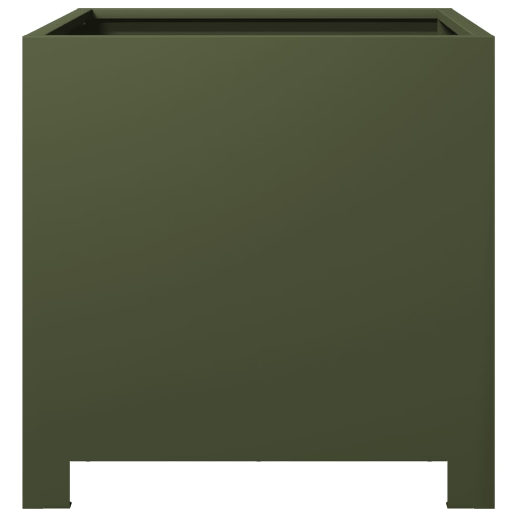 Fioriere da Giardino 2 pz Verde Oliva 40x40x40 cm in Acciaio