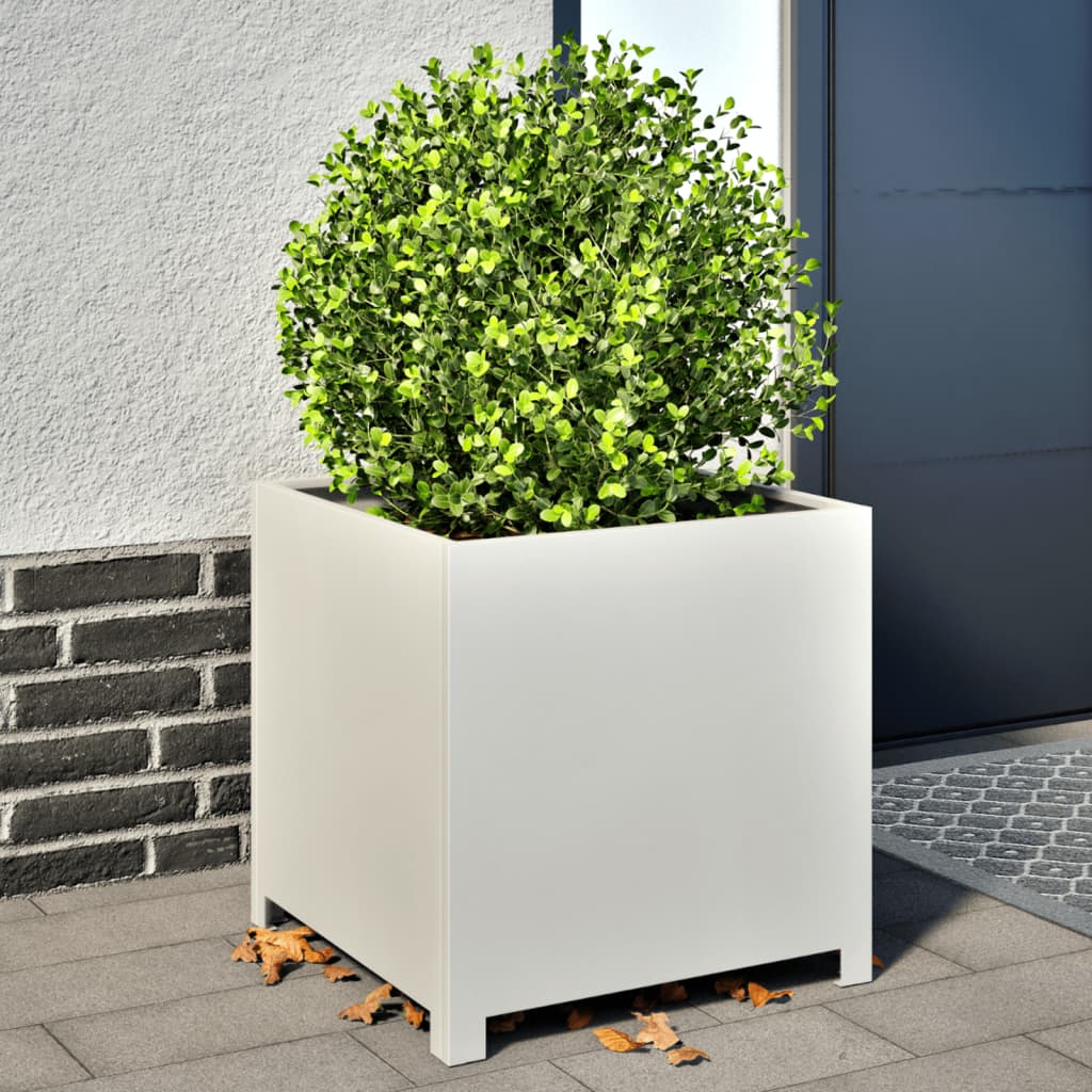 Fioriera da Giardino Bianca 50x50x50 cm in Acciaio - homemem39