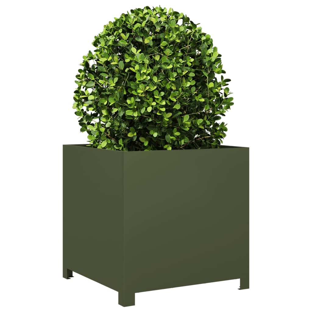 Fioriera da Giardino Verde Oliva 50x50x50 cm in Acciaio - homemem39