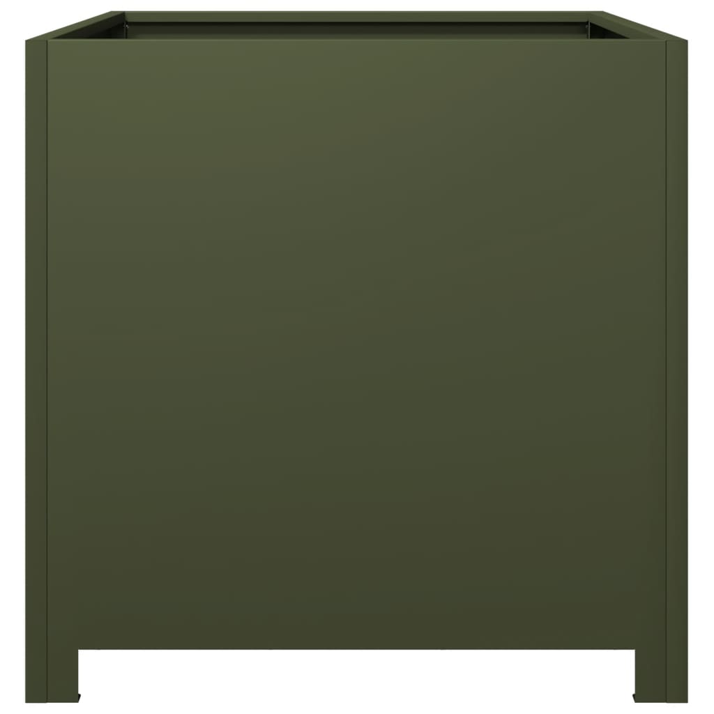 Fioriera da Giardino Verde Oliva 50x50x50 cm in Acciaio - homemem39