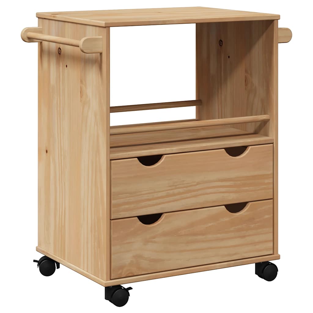 Carrello da Cucina OTTA 59x45x80 cm in Legno Massello di Pino - homemem39