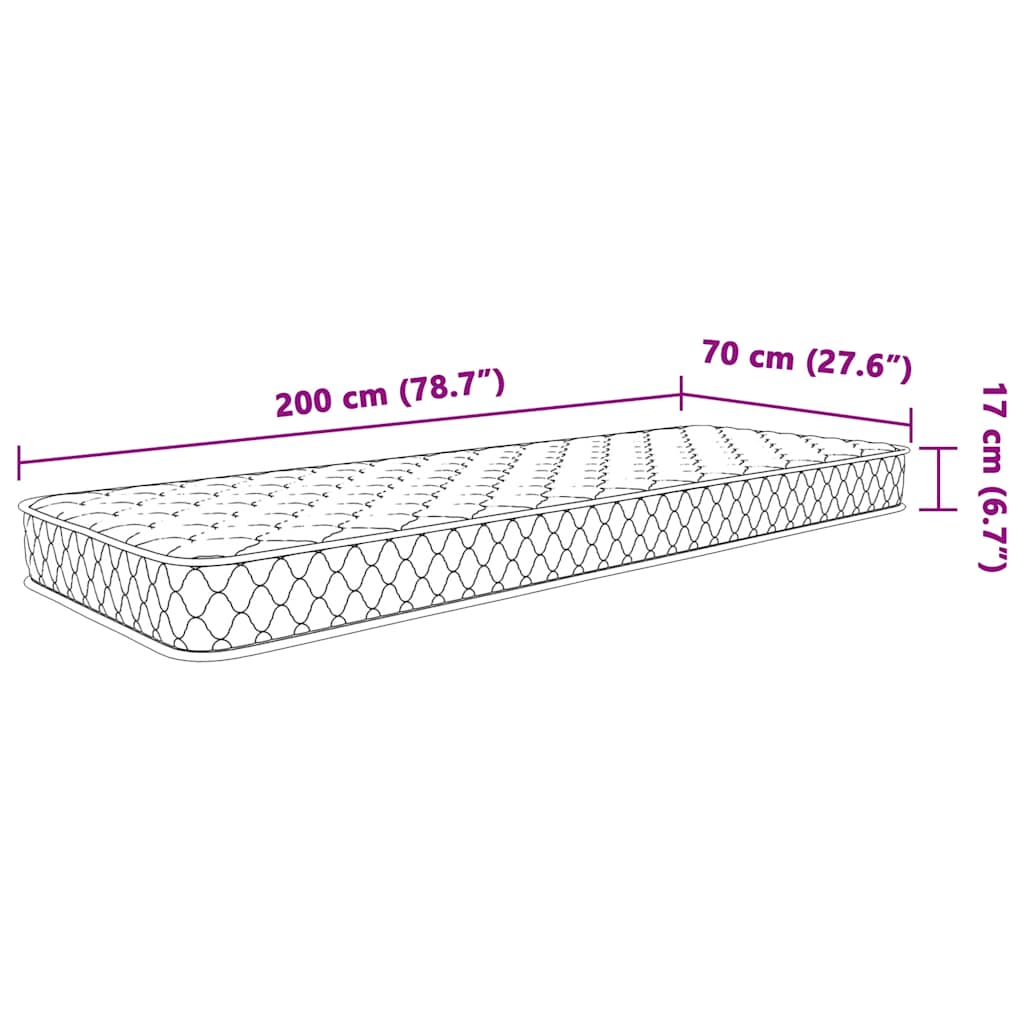 Materasso Viscoelastico Bianco 70x200x17 cm Morbido | homemem39