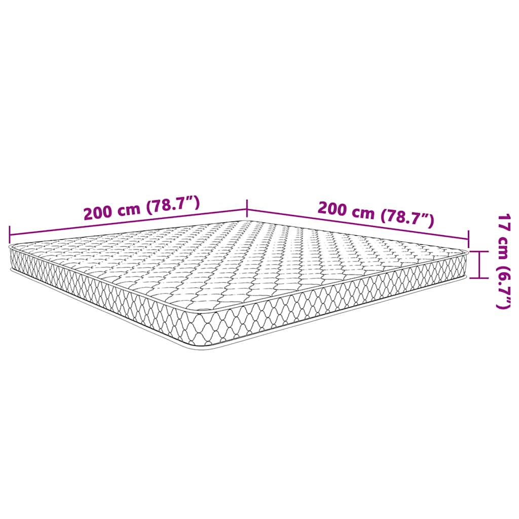 Materasso Viscoelastico Bianco 200x200x17 cm Morbido - homemem39