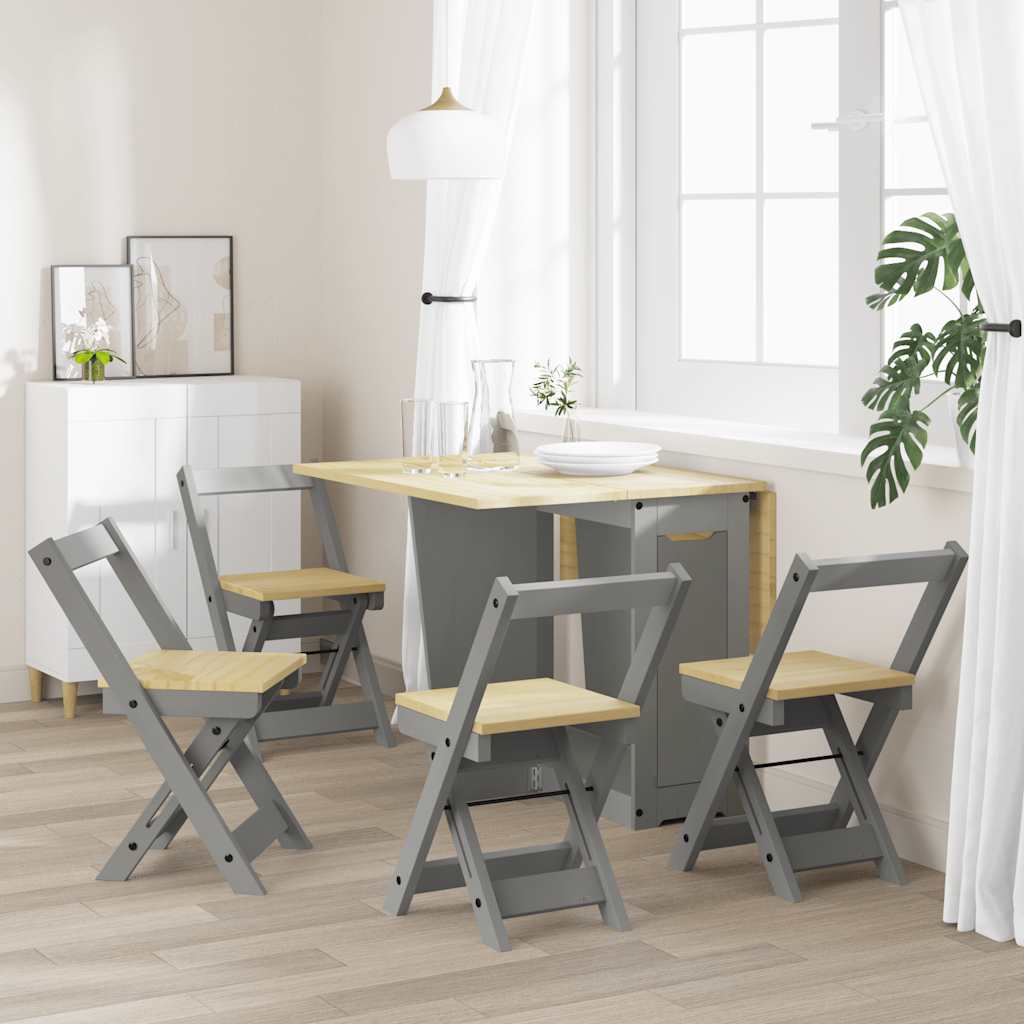 Sedie da Pranzo Pieghevoli 4 pz Corona Grigie in Legno di Pino - homemem39