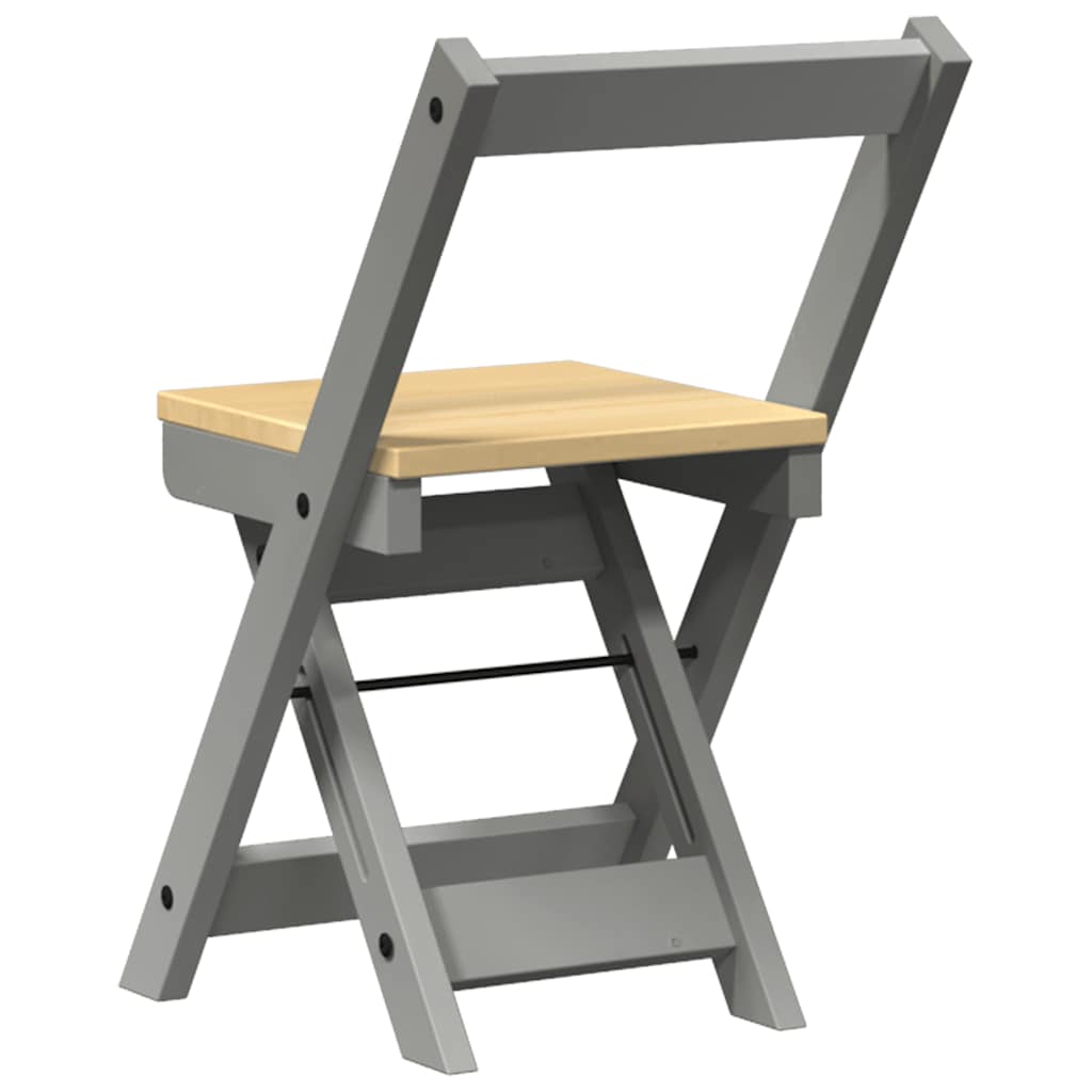 Sedie da Pranzo Pieghevoli 4 pz Corona Grigie in Legno di Pino - homemem39
