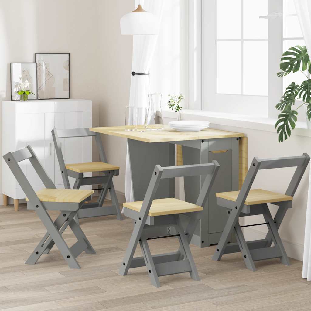 Sedie da Pranzo Pieghevoli 4 pz Corona Grigie in Legno di Pino - homemem39