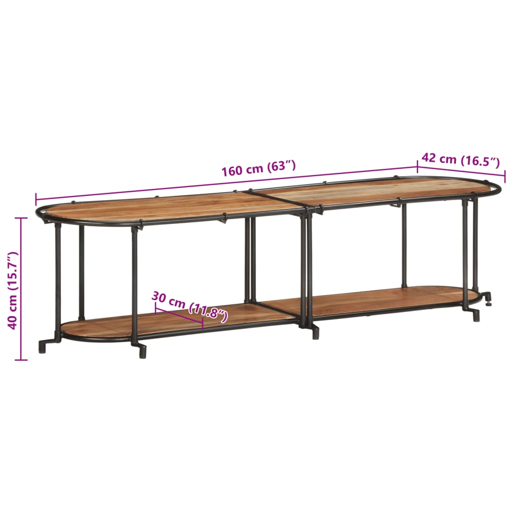 Mobile Porta TV 160x42x40 cm in Legno Massello di Acacia - homemem39