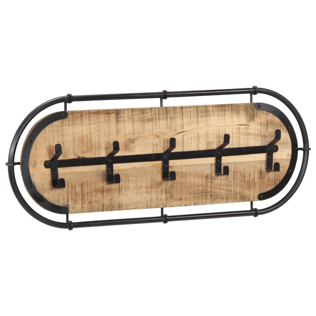 Appendiabiti da Parete con 5 Ganci in Legno Massello di Mango - homemem39