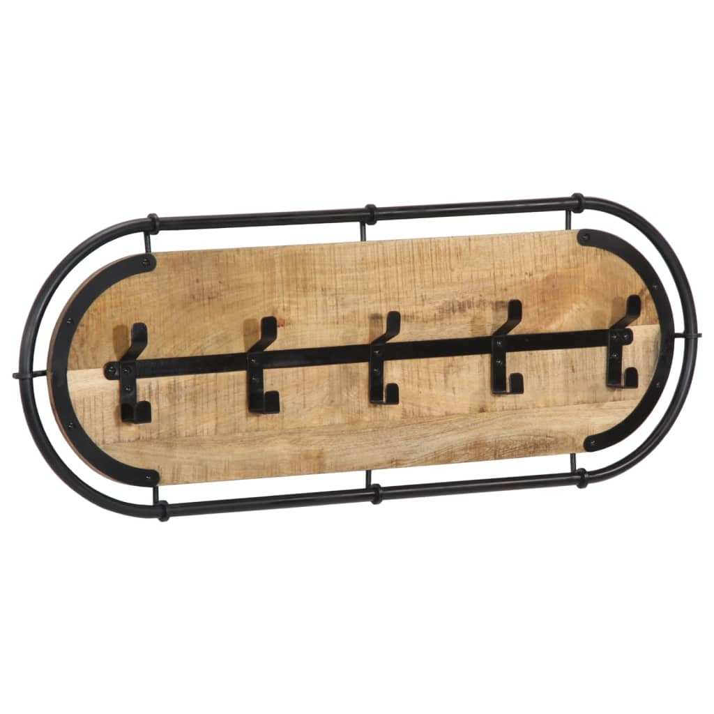 Appendiabiti da Parete con 5 Ganci in Legno Massello di Mango - homemem39
