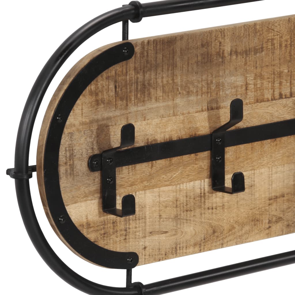Appendiabiti da Parete con 5 Ganci in Legno Massello di Mango - homemem39