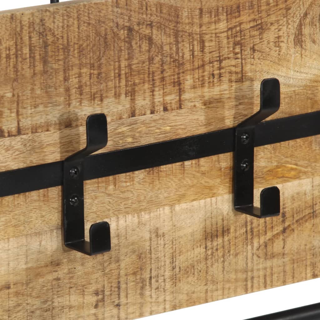 Appendiabiti da Parete con 5 Ganci in Legno Massello di Mango - homemem39