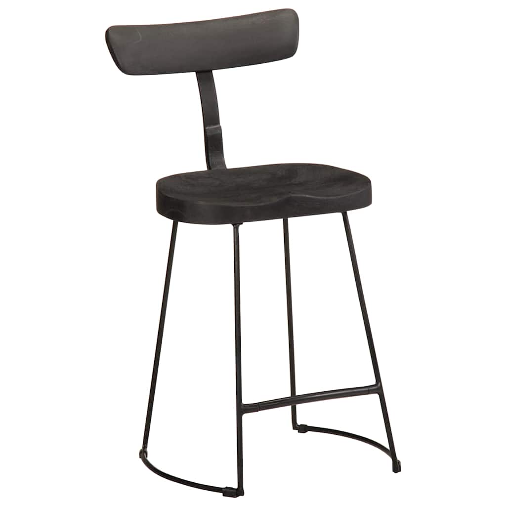 Sgabelli da Bar 2 pz Neri 49x43x79 cm Legno Massello di Mango - homemem39
