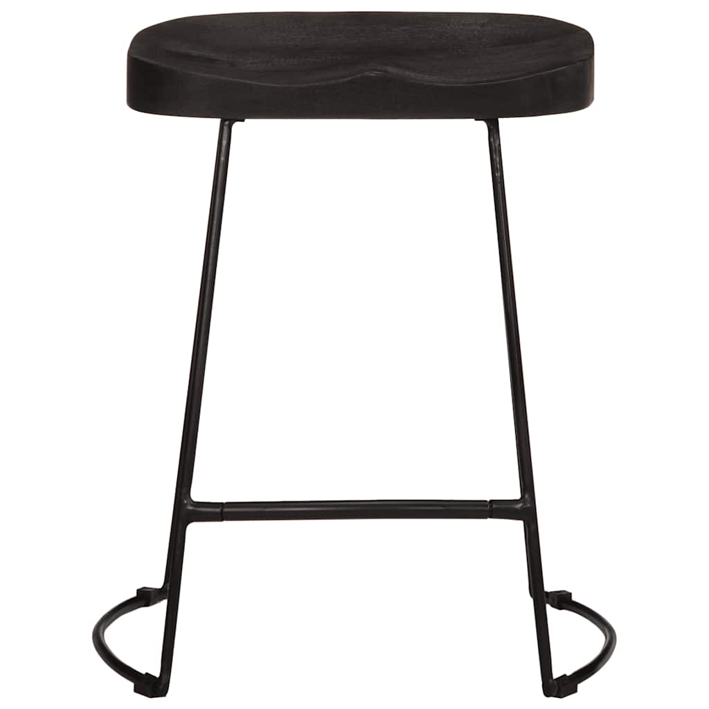 Sgabelli da Bar 2 pz Neri 46x38x52 cm Legno Massello di Mango - homemem39