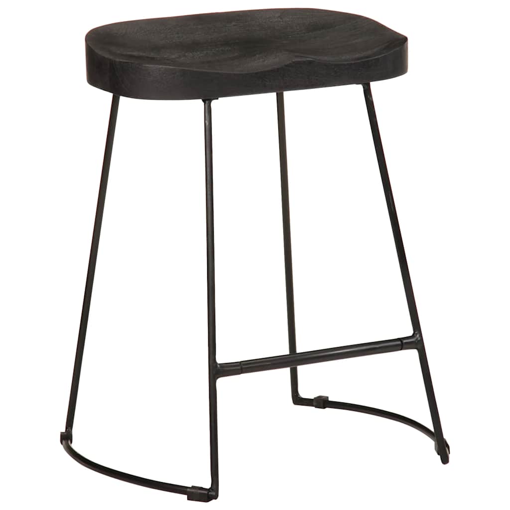Sgabelli da Bar 2 pz Neri 46x38x52 cm Legno Massello di Mango - homemem39