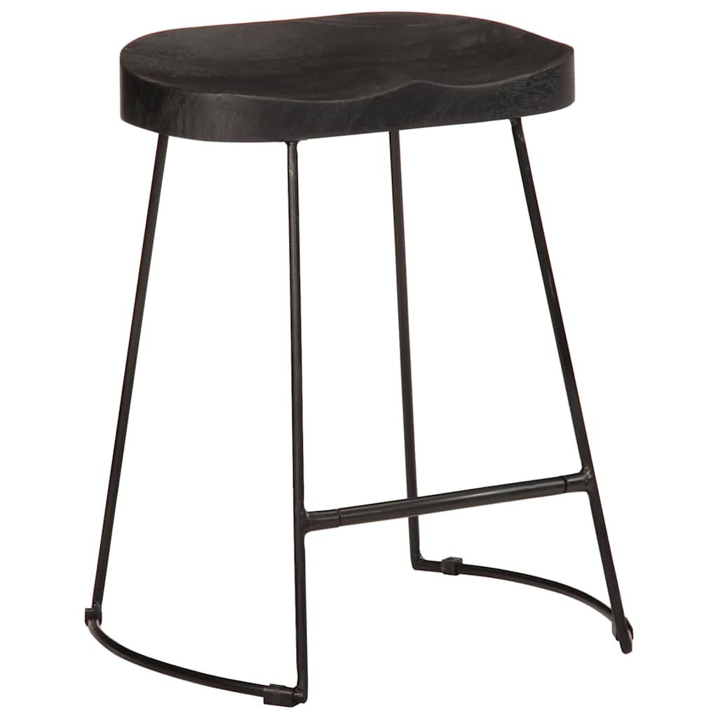 Sgabelli da Bar 2 pz Neri 46x38x52 cm Legno Massello di Mango - homemem39