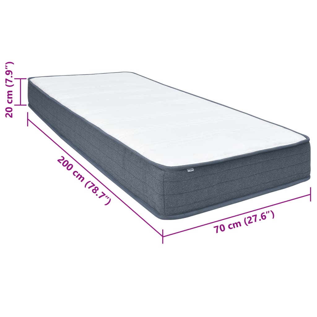 Materasso a Molle Insacchettate 200x70x20 cm Morbidezza Media in Tessuto | homemem39
