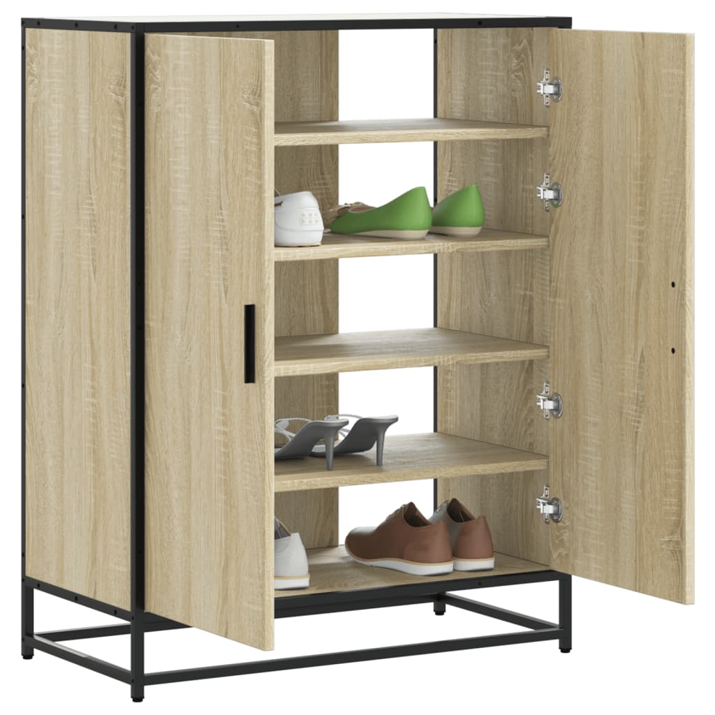 Scarpiera Rovere Sonoma 75x38x97,5 cm Legno Multistrato Metallo - homemem39