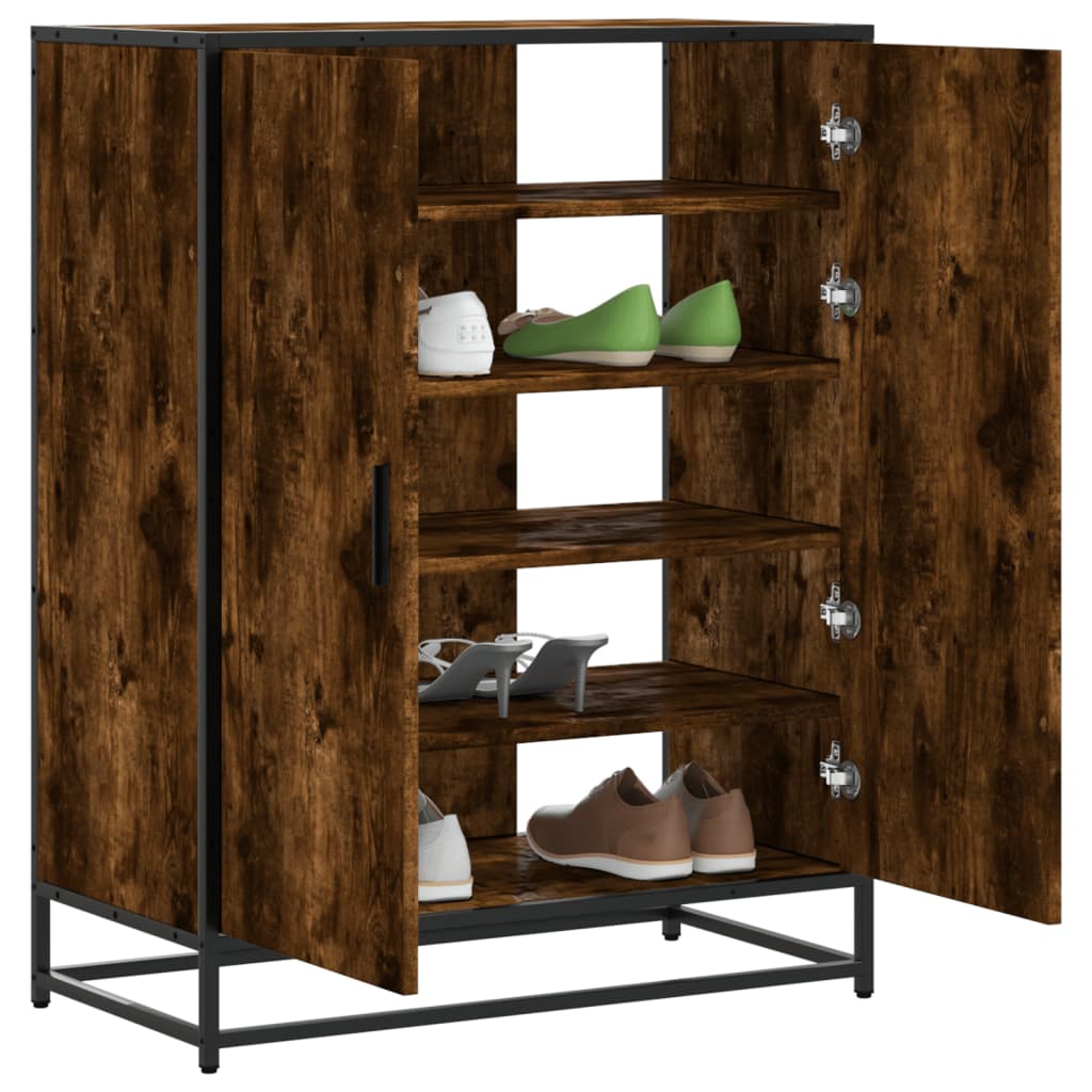 Scarpiera Rovere Fumo 75x38x97,5 cm Legno Multistrato Metallo - homemem39