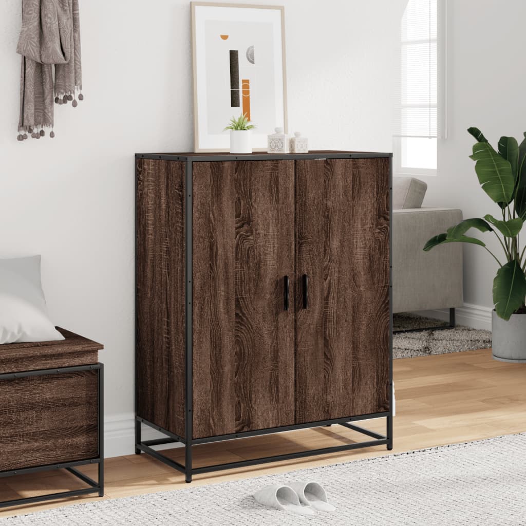 Scarpiera Rovere Marrone 75x38x97,5cm Legno Multistrato Metallo - homemem39