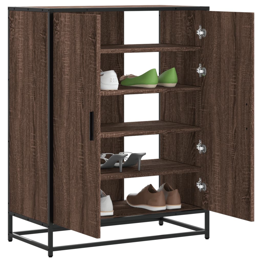 Scarpiera Rovere Marrone 75x38x97,5cm Legno Multistrato Metallo - homemem39