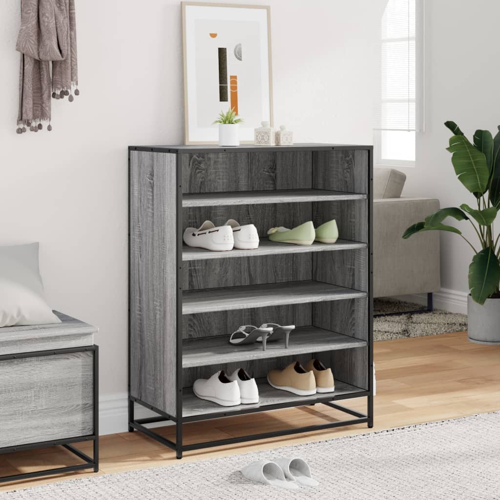 Scarpiera Grigio Sonoma 75x38x97,5 cm Legno Multistrato Metallo - homemem39