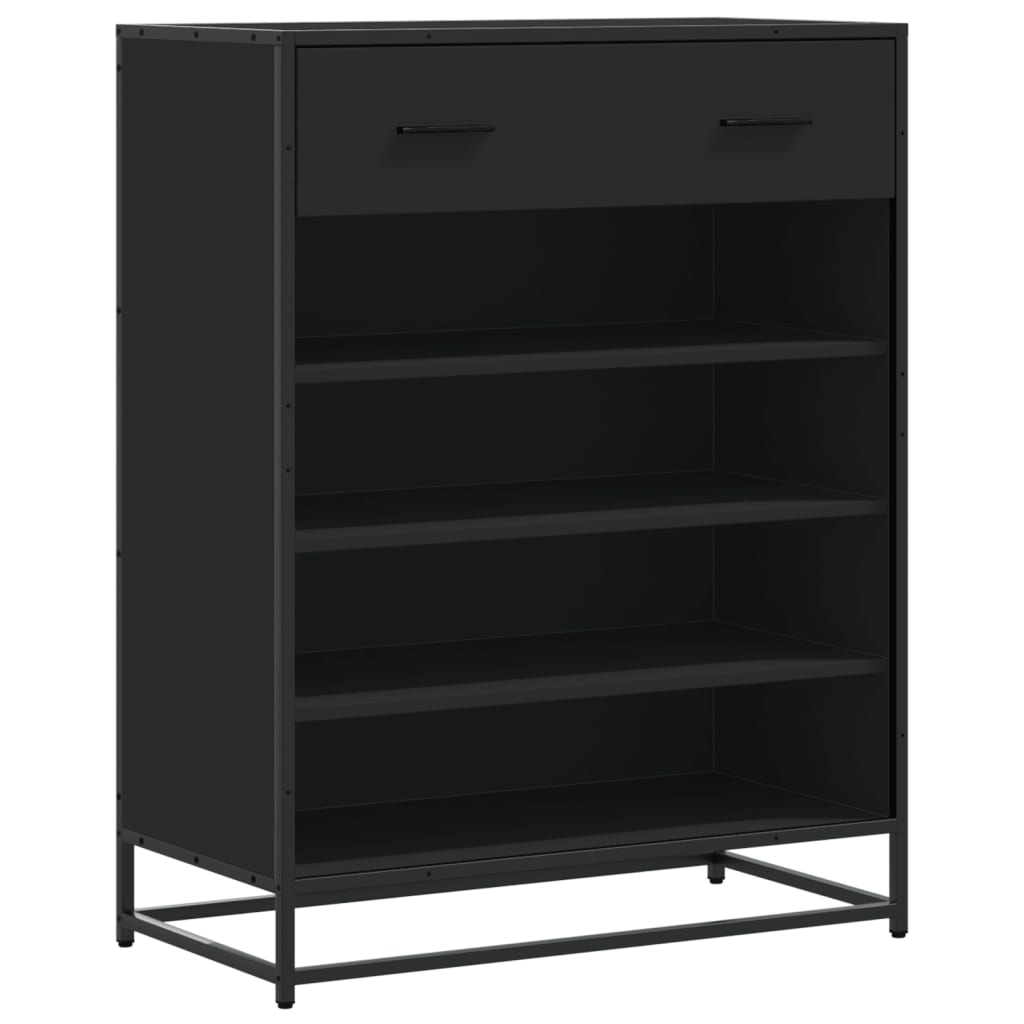 Scarpiera Nera 75x38x97,5 cm in Truciolato e Metallo - homemem39