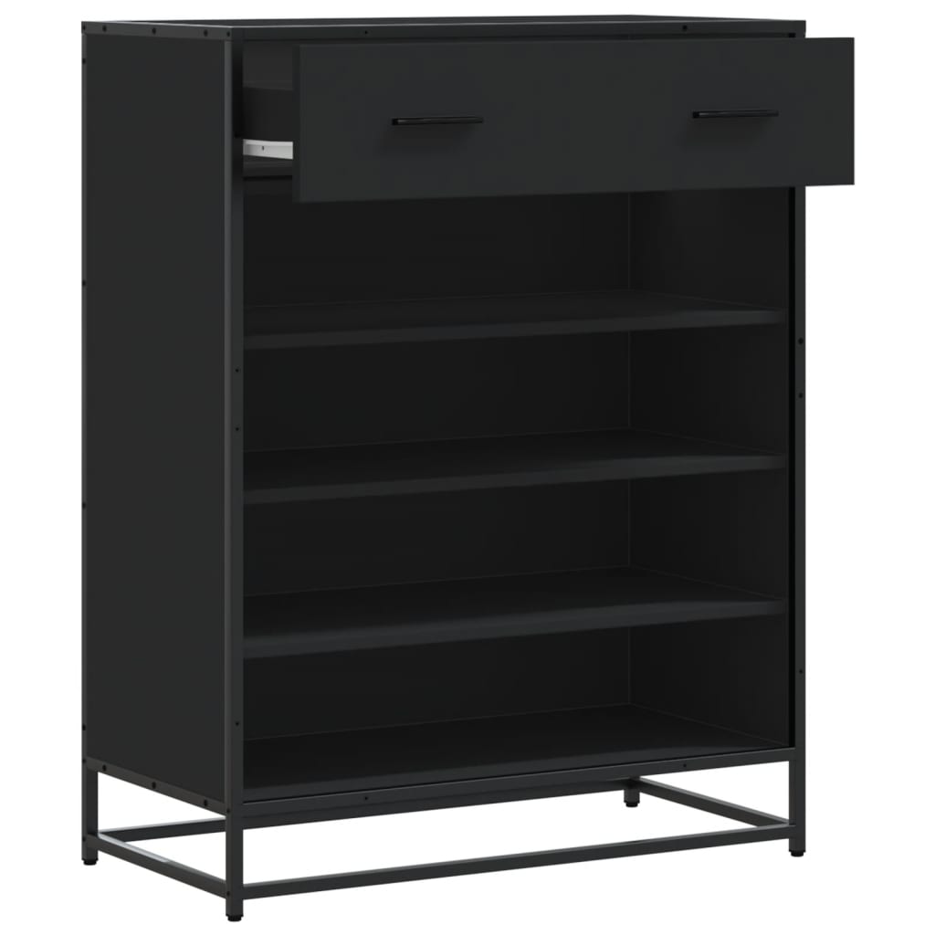 Scarpiera Nera 75x38x97,5 cm in Truciolato e Metallo - homemem39