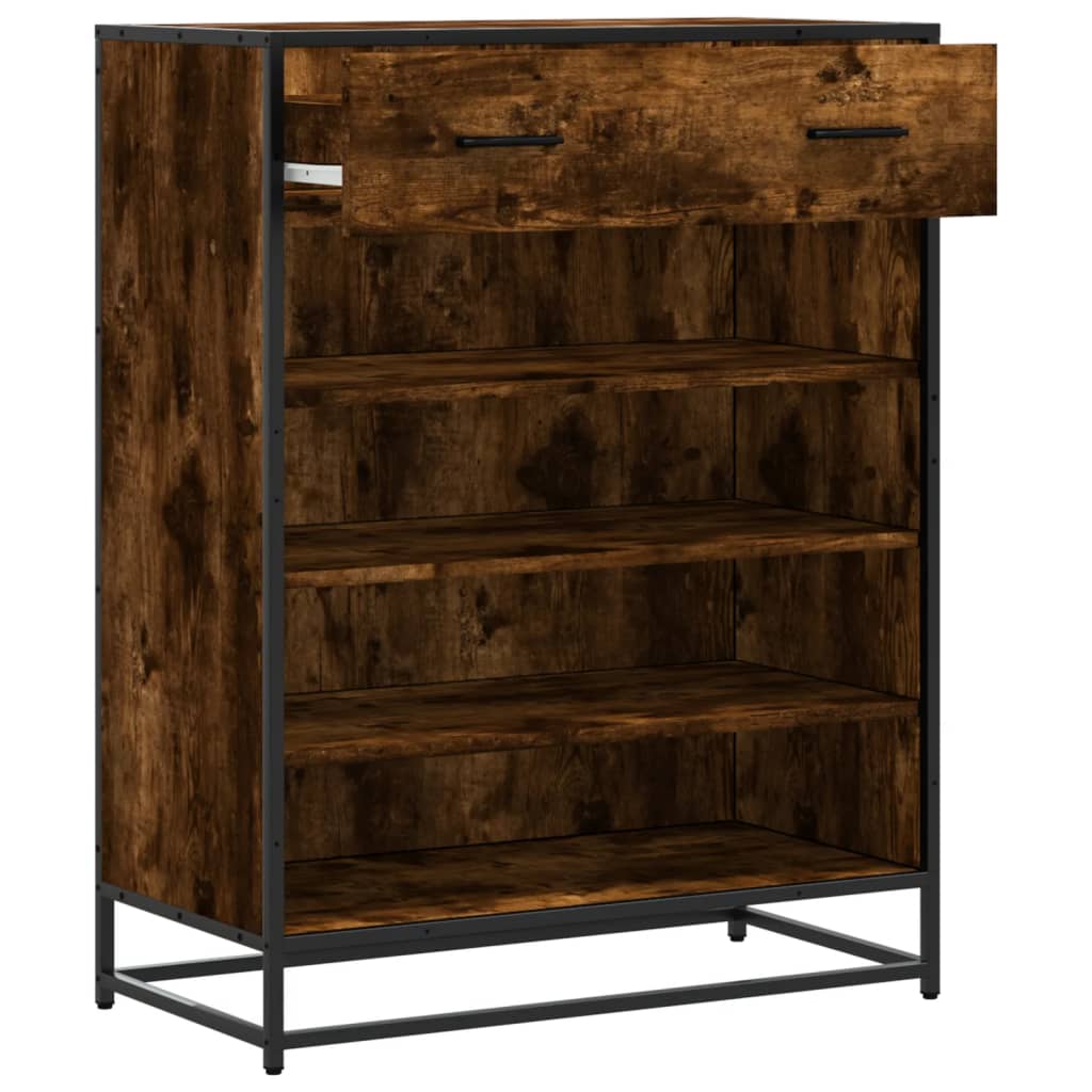 Scarpiera Rovere Fumo 75x38x97,5 cm Legno Multistrato Metallo - homemem39