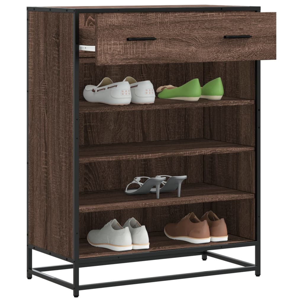 Scarpiera Rovere Marrone 75x38x97,5cm Legno Multistrato Metallo - homemem39