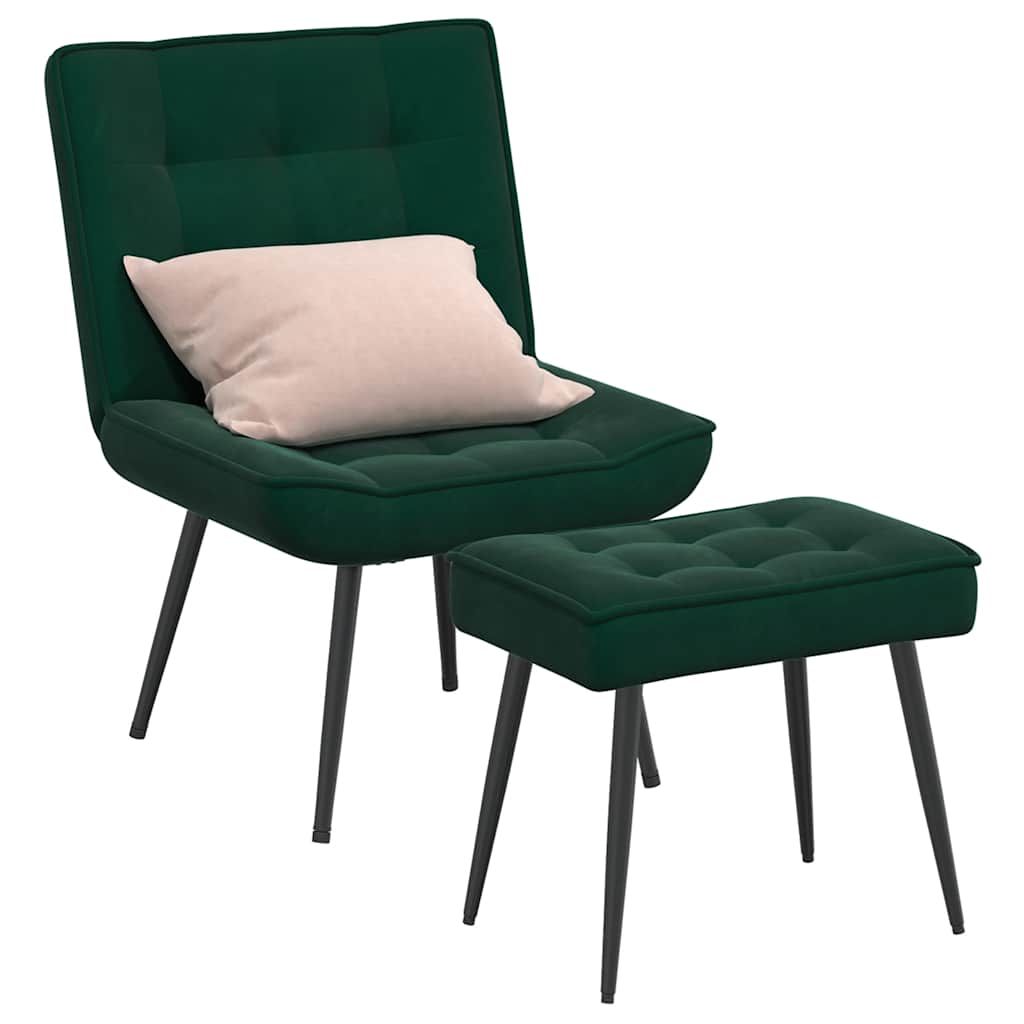 Poltrona Relax con Poggiapiedi Verde Scuro in Velluto | homemem39