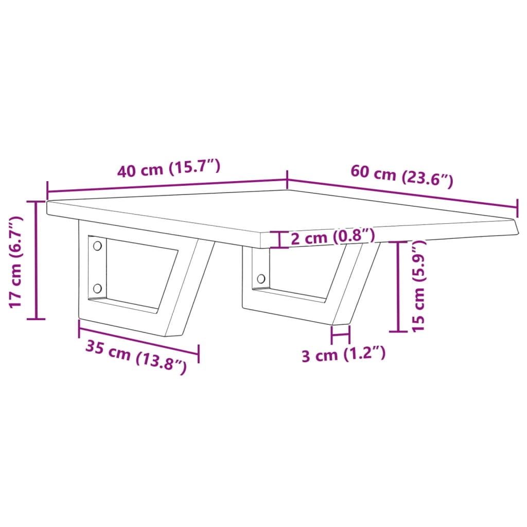 Ripiano a Parete per Lavabo in Acciaio e Massello di Rovere | homemem39