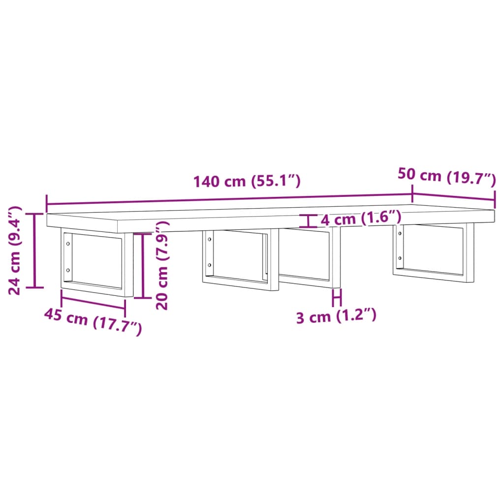 Ripiano a Parete per Lavabo in Acciaio e Massello di Acacia | homemem39