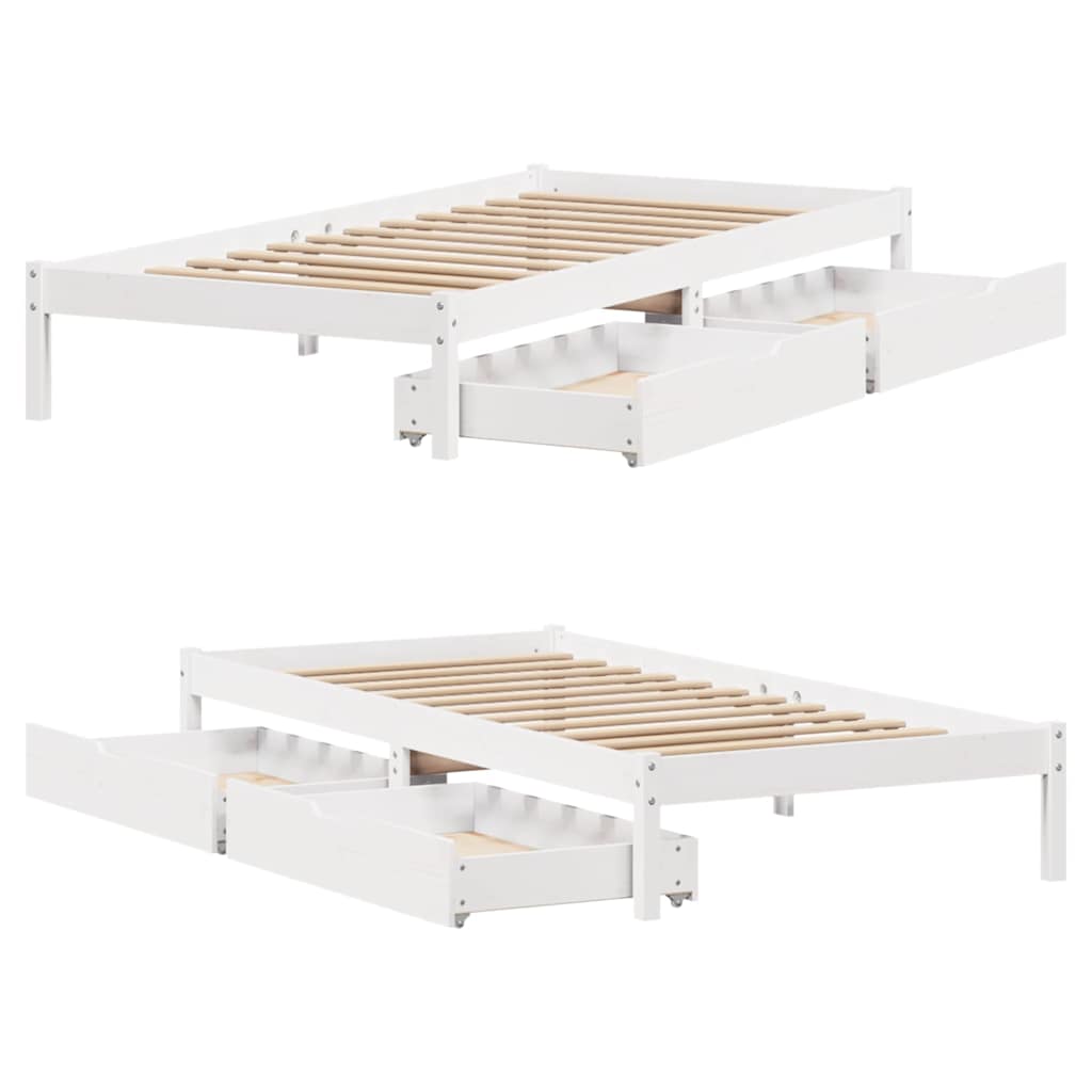 Letto senza Materasso Bianco 90x200 cm Legno Massello di Pino