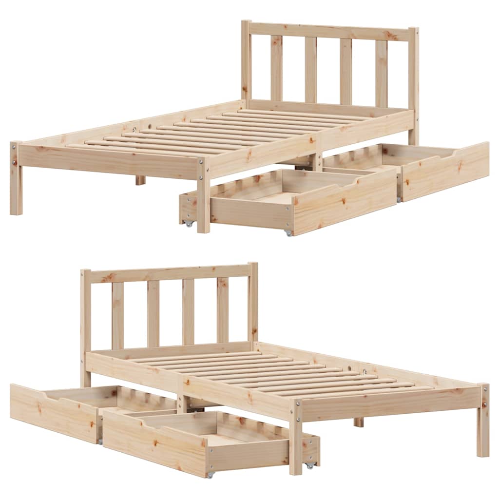 Letto senza Materasso 75x190 cm in Legno Massello Pino