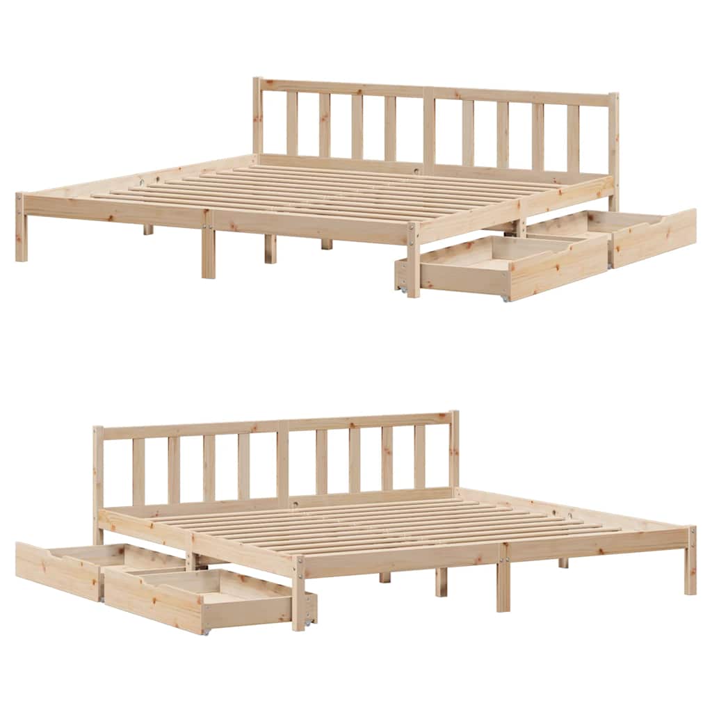 Letto senza Materasso 200x200 cm in Legno Massello di Pino