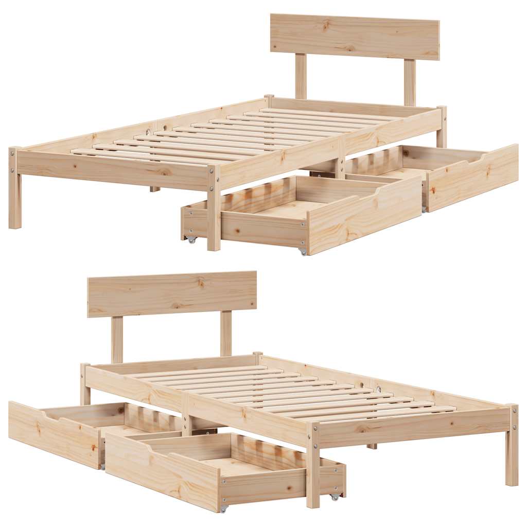 Letto senza Materasso 90x200 cm in Legno Massello di Pino