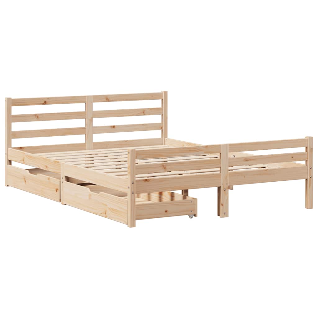 Letto senza Materasso 140x190 cm in Legno Massello di Pino