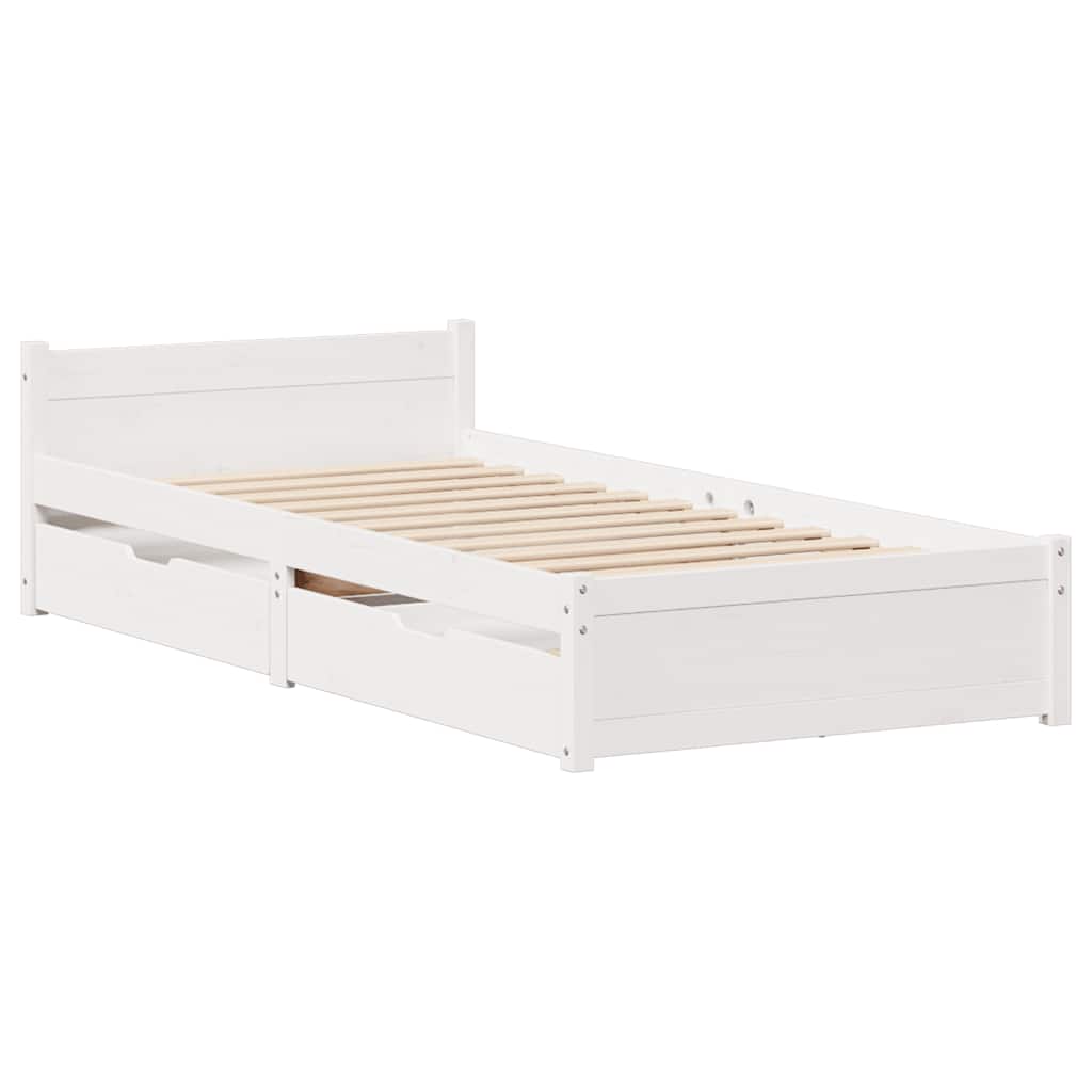 Letto senza Materasso Bianco 90x190 cm in Legno Massello Pino | homemem39