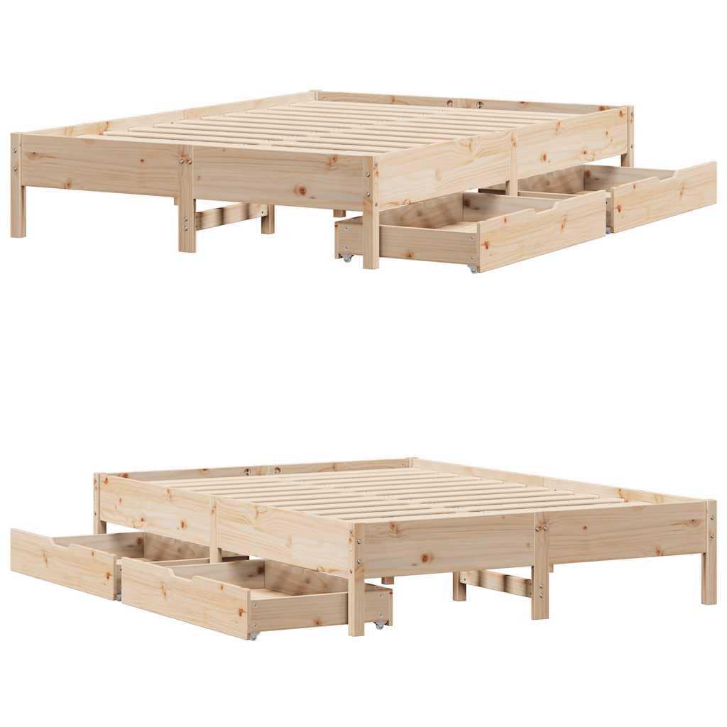 Letto senza Materasso 160x200 cm in Legno Massello di Pino