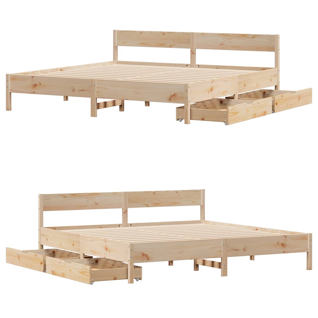 Letto senza Materasso 180x200 cm in Legno Massello di Pino