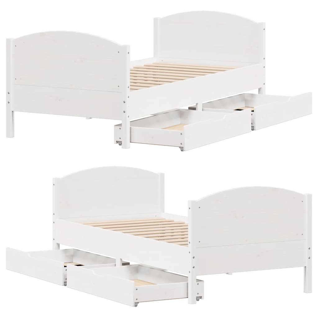 Letto senza Materasso Bianco 90x200 cm Legno Massello di Pino