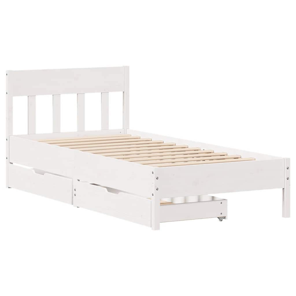 Giroletto senza Materasso Bianco 100x200 cm Legno Massello Pino