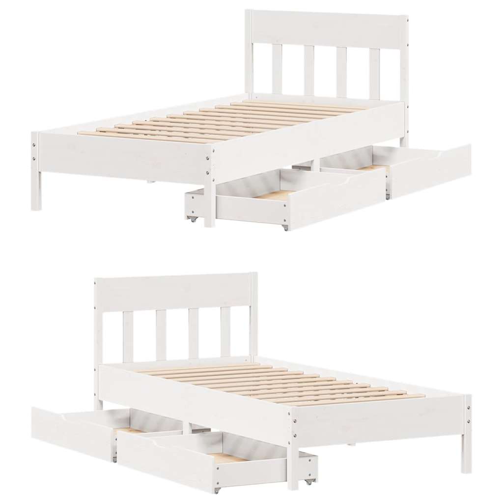 Giroletto senza Materasso Bianco 100x200 cm Legno Massello Pino